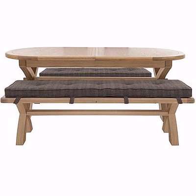Hewitt Oval Extending Dining Table and 2 180cm Bench Set