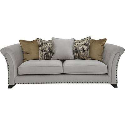 Holly 3 Seater Fabric Pillow Back Sofa with Studs - Grey