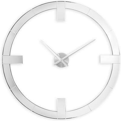 Large Mirrored Wall Clock - White
