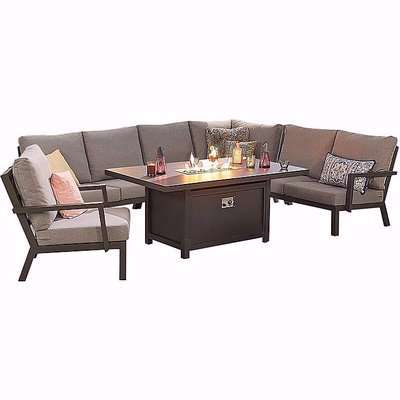 Lisbon Corner Dining Set with Fire Pit Table