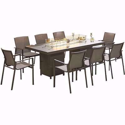 Modena 8 Seater Garden Dining Set with Fire Pit Table