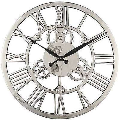 Nickel Cog Wall Clock - Silver