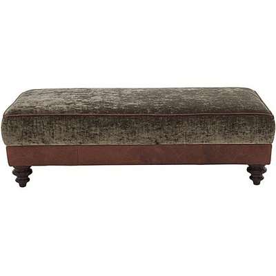 Northwood Large Rectangular Leather and Fabric footstool - Brown