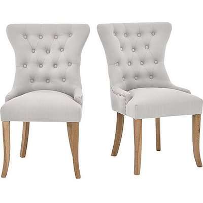 Padstow Pair of Almond Button Back Chairs - Grey