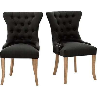 Padstow Pair of Slate Button Back Chairs - Grey