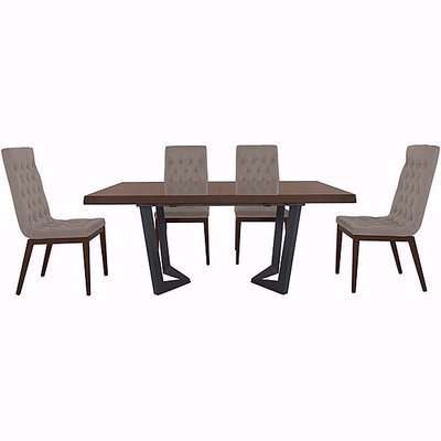 Palazzo 160cm Extending Dining Table in Dark Walnut with 4 Capitonne Buttoned Dining Chairs
