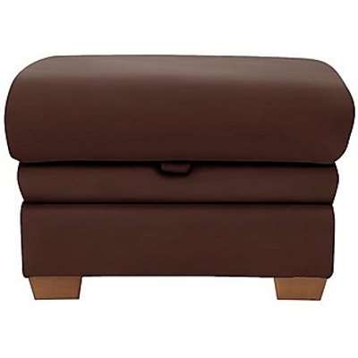 Parker Knoll - Hudson Leather Storage Footstool - Brown