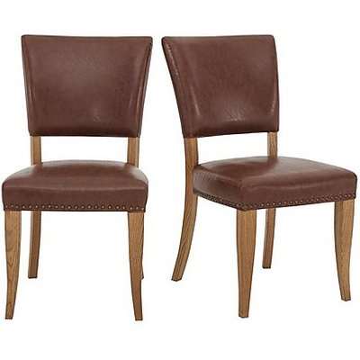 Pattern Pair of Dining Chairs - Brown