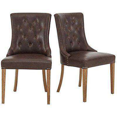 Pattern Pair of Scoop Dining Chairs - Brown