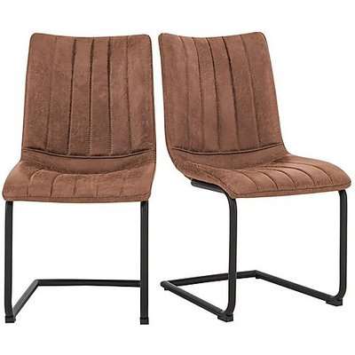 Ranger Pair of Cantilever Dining Chairs - Brown