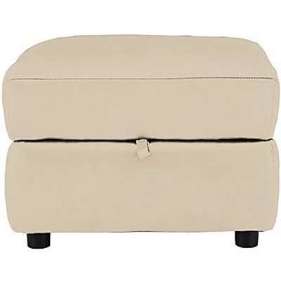 Relax Station Revive Leather Storage Footstool - Cream- World of Leather