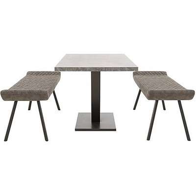 Rocket Dining Table with 2 Faux Leather Low Benches Dining Set