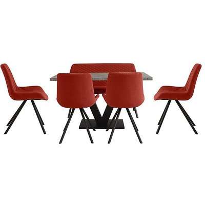 Rocket Dining Table, 4 Chairs and High Back Bench Dining Set