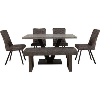Rocket Dining Table, 2 Earth Chairs and Compact Earth Low Bench Dining Set