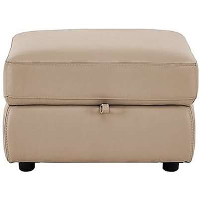 Touch Leather Storage Footstool - Beige- World of Leather