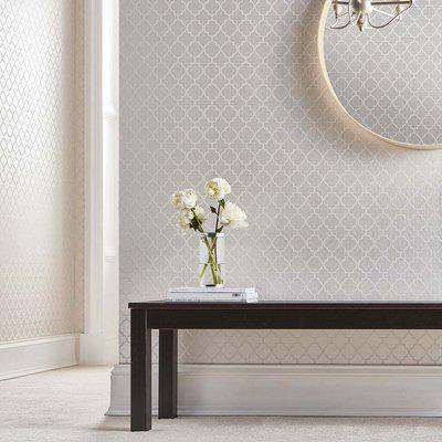 Graham & Brown Trelliage Bead Pearl Wallpaper | White & Geometric Wallpaper | We are carbon neutral