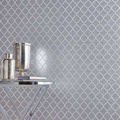 Graham & Brown Trelliage Bead Silver Wallpaper | Silver & Geometric Wallpaper | We are carbon neutral
