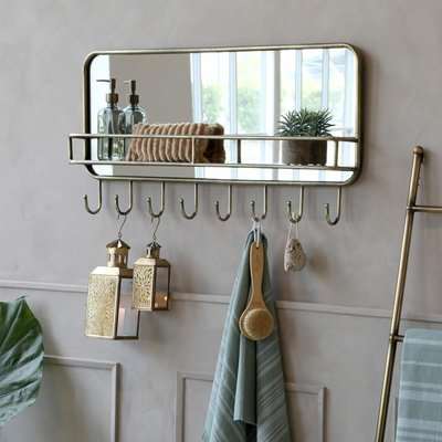 Graham and Green Alvis Mirror Shelf with Hooks