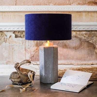 Concrete and Brass Hexagon Table Lamp