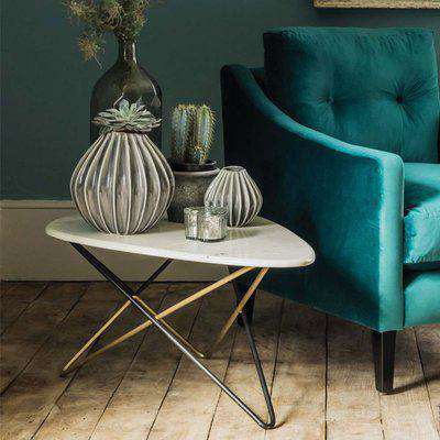 Graham and Green Detroit Marble Oval Side Table
