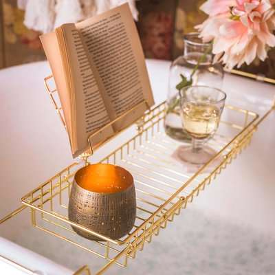 Gold Bath Caddy with Stand