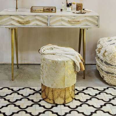 Graham and Green Gold Cowhide Vanity Stool