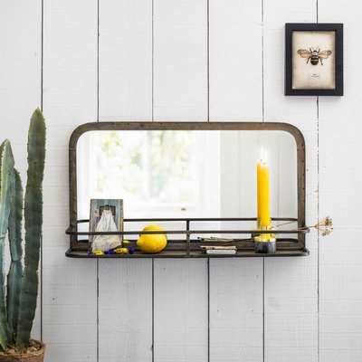 Graham and Green Industrial Mirror with Shelf