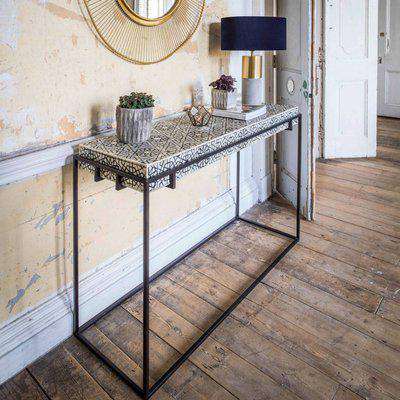 Miles Black and White Bone Inlay Console Table