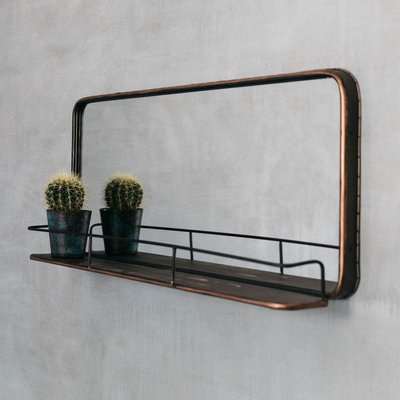 Ola Copper Mirror with Shelf