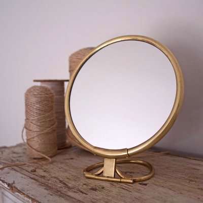 Otto Antiqued Gold Vanity Mirror with Handle