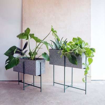 Set of Two Rectangular Zinc Plant Stands