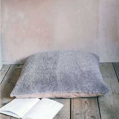 Taupe Curly Sheepskin Floor Cushion
