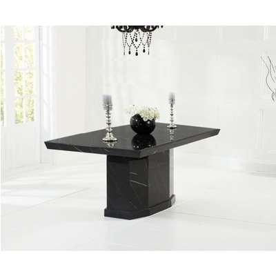 Carvelle 160cm Black Pedestal Marble Dining Table