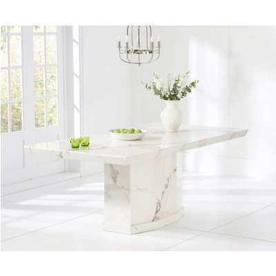Carvelle 160cm White Pedestal Marble Dining Table