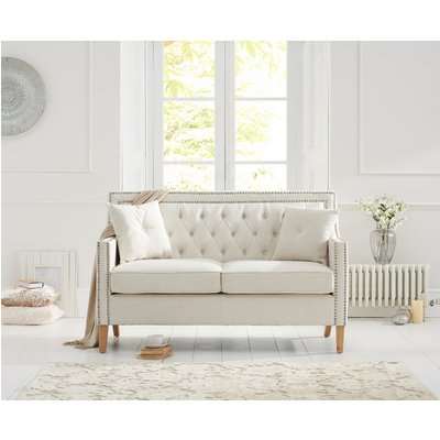 Chatsworth Chesterfield Grey Linen Fabric 2 Seater Sofa