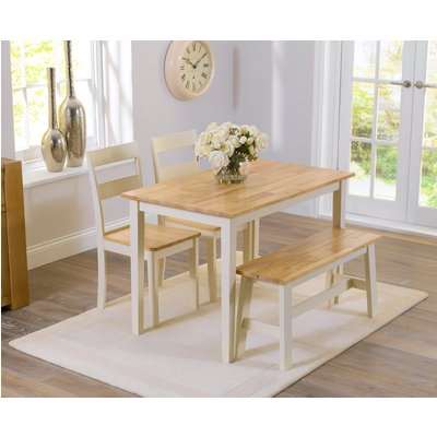 Chiltern 120cm Oak and Cream Extending Dining Table with Chairs and Bench