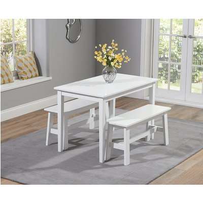 Chiltern 114cm White Dining Set with Benches
