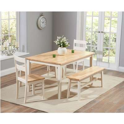 Chiltern 150cm Oak and Cream Dining Set with Benches and Chairs