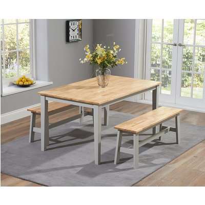 Chiltern 150cm Oak and Grey Dining Table Set with Benches