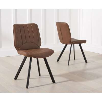 Dali Brown Faux Leather Dining Chairs (Pairs)
