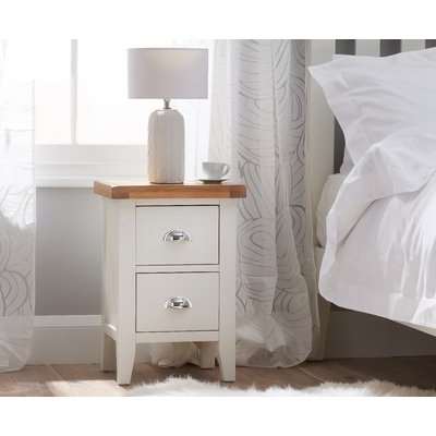 Ellen Oak and White 2 Drawer Bedside Table
