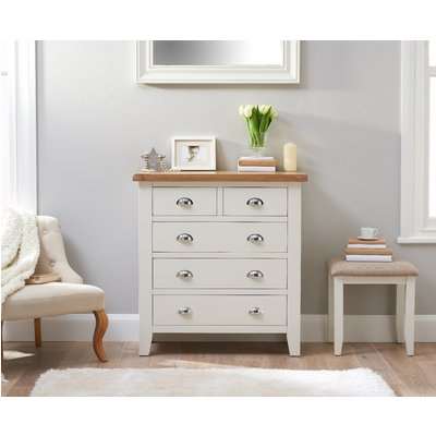 Ellen Oak and White 2 Over 3 Chest of Drawers