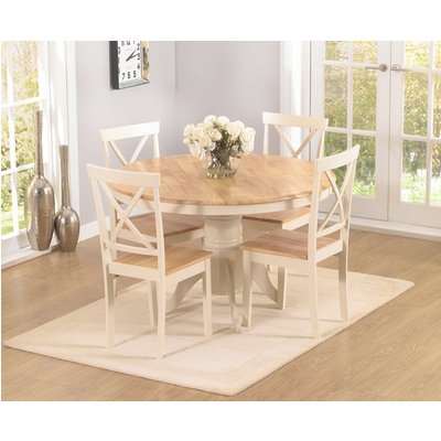 Epsom Cream 120cm Round Pedestal Dining Table Set with Chairs