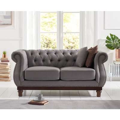 Henbury Chesterfield Grey Linen 2 Seater Sofa