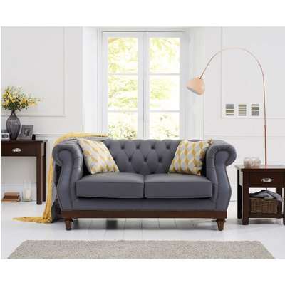 Henbury Chesterfield Grey Leather 2 Seater Sofa