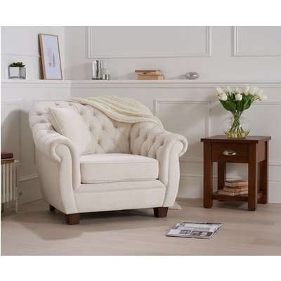 Lacey Chesterfield Ivory Fabric Armchair