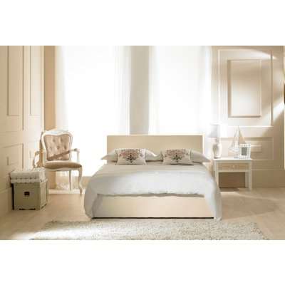 Madrid Ivory Faux Leather Ottoman Double Bed