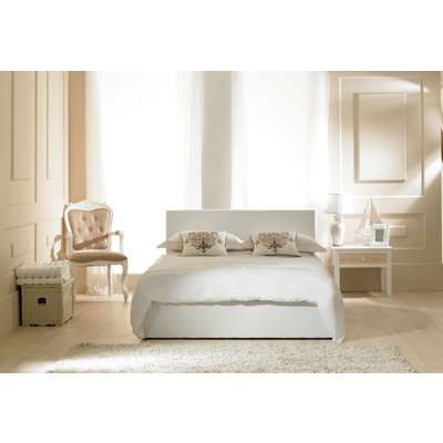 Madrid White Faux Leather Ottoman Double Bed