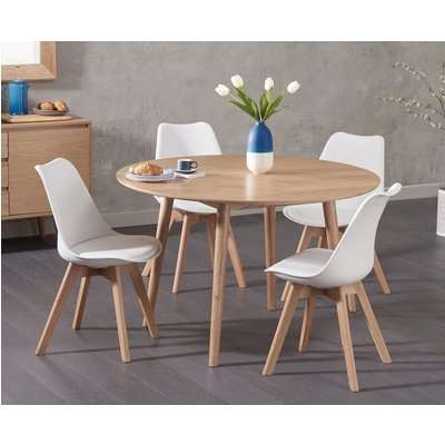 Newark 120cm Oak Dining Table with Demi Faux Leather Chairs