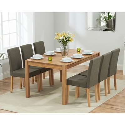 Oxford 80cm Solid Oak Dining Table with Brown Mia Fabric Chairs